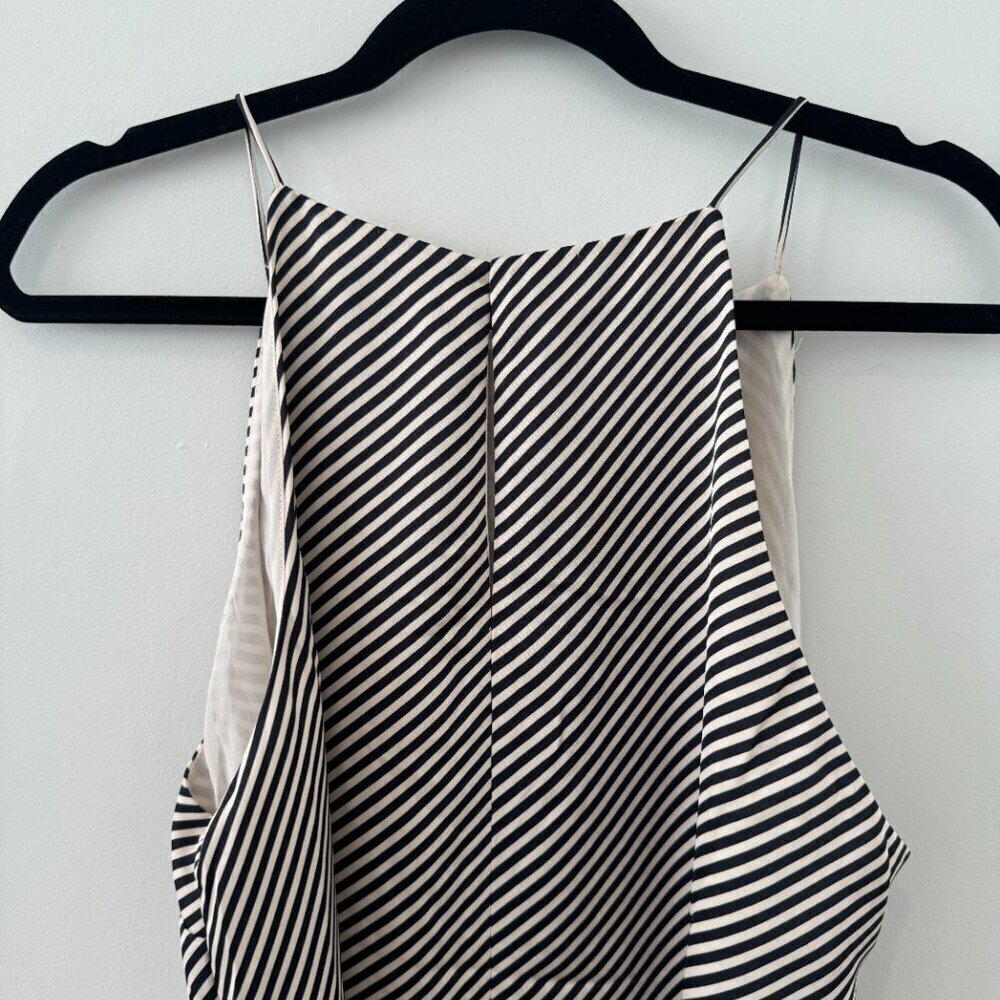 NWT H&M Navy and Off-White Striped Satin Dress - Size M - Picture 4 of 6